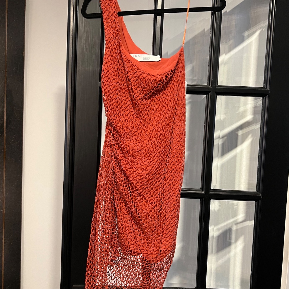 IRO Asymmetrical One-Shoulder Dress in Rust - Picture 2 of 5